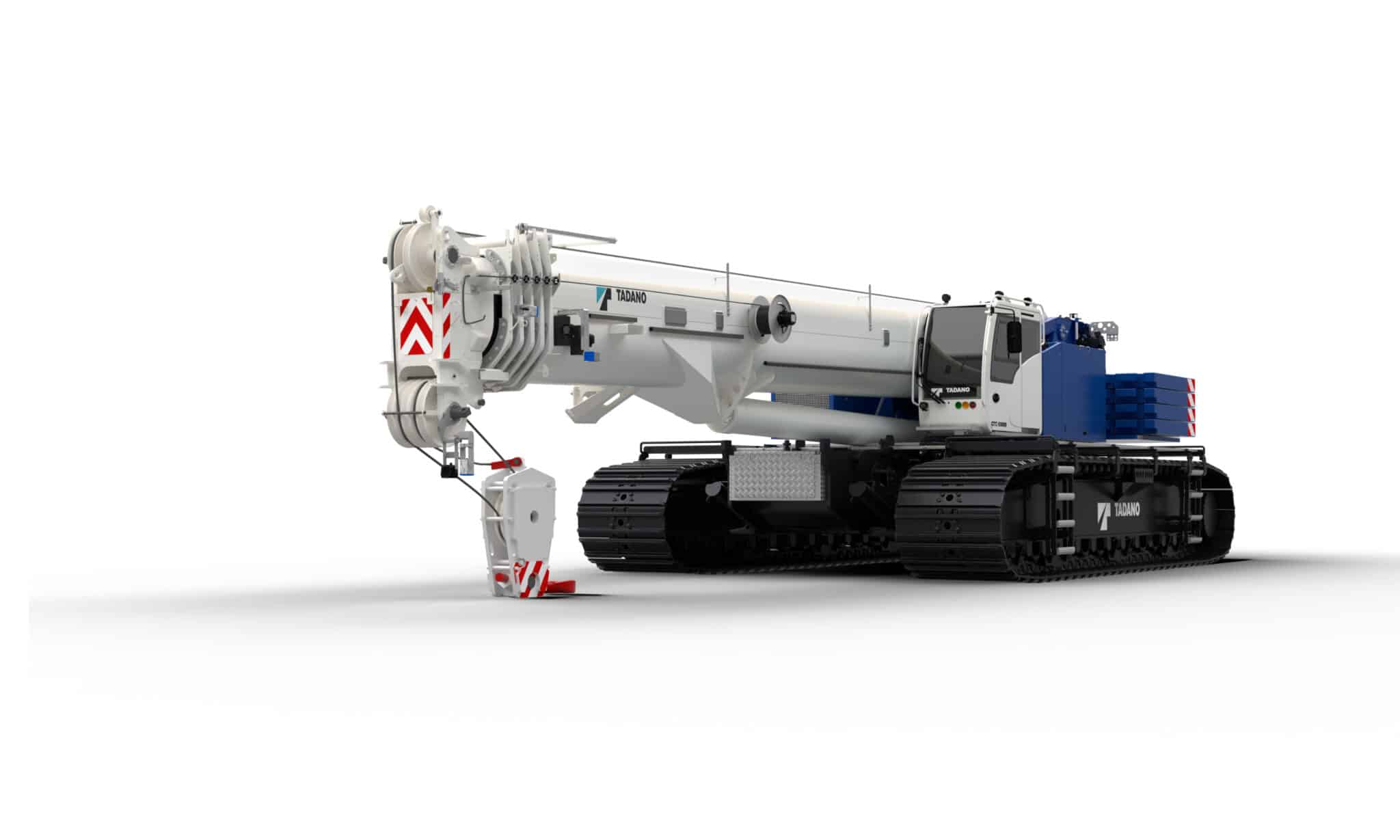 Tadano crane vehicle with tracks, ideal for heavy lifting and construction projects.