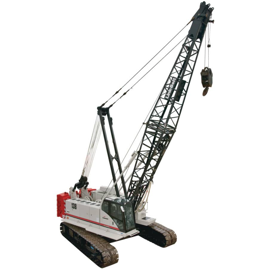 Crawler crane model 138, featuring a powerful arm and durable tracks for heavy lifting.
