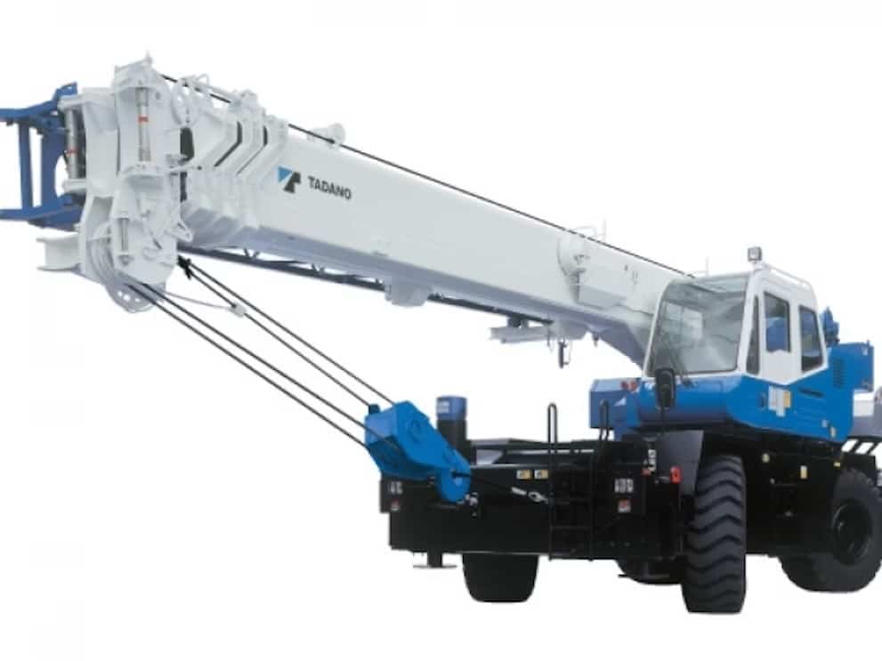 Tadano GR-350XL-2 rough terrain crane showcasing advanced features for efficient lifting and construction tasks.