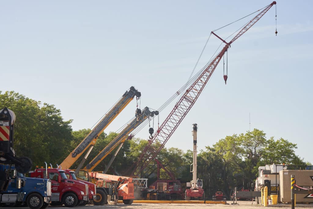 Maxim cranes lined up at maxim yard