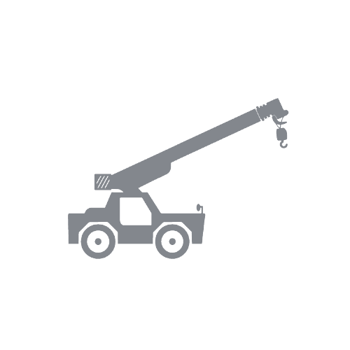 Crane icon illustrating a mobile lift for construction and heavy lifting tasks.